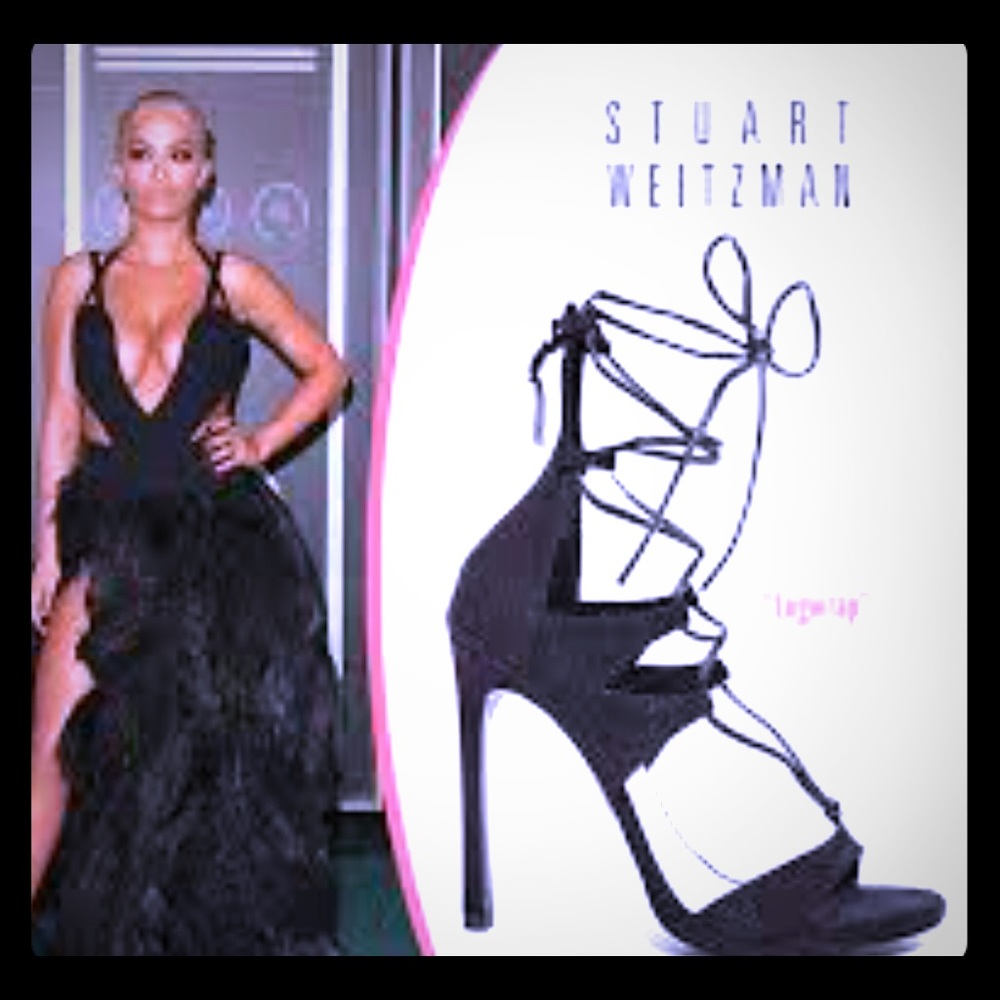 Stuart Weitzman Legwrap Sandal. Black Suede 39.5